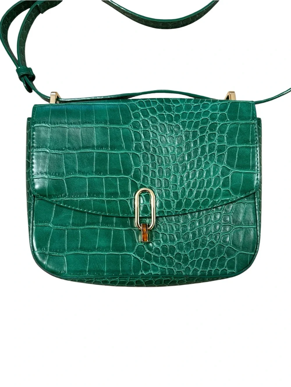A New Day Green Crocodile-Embossed Crossbody Bag